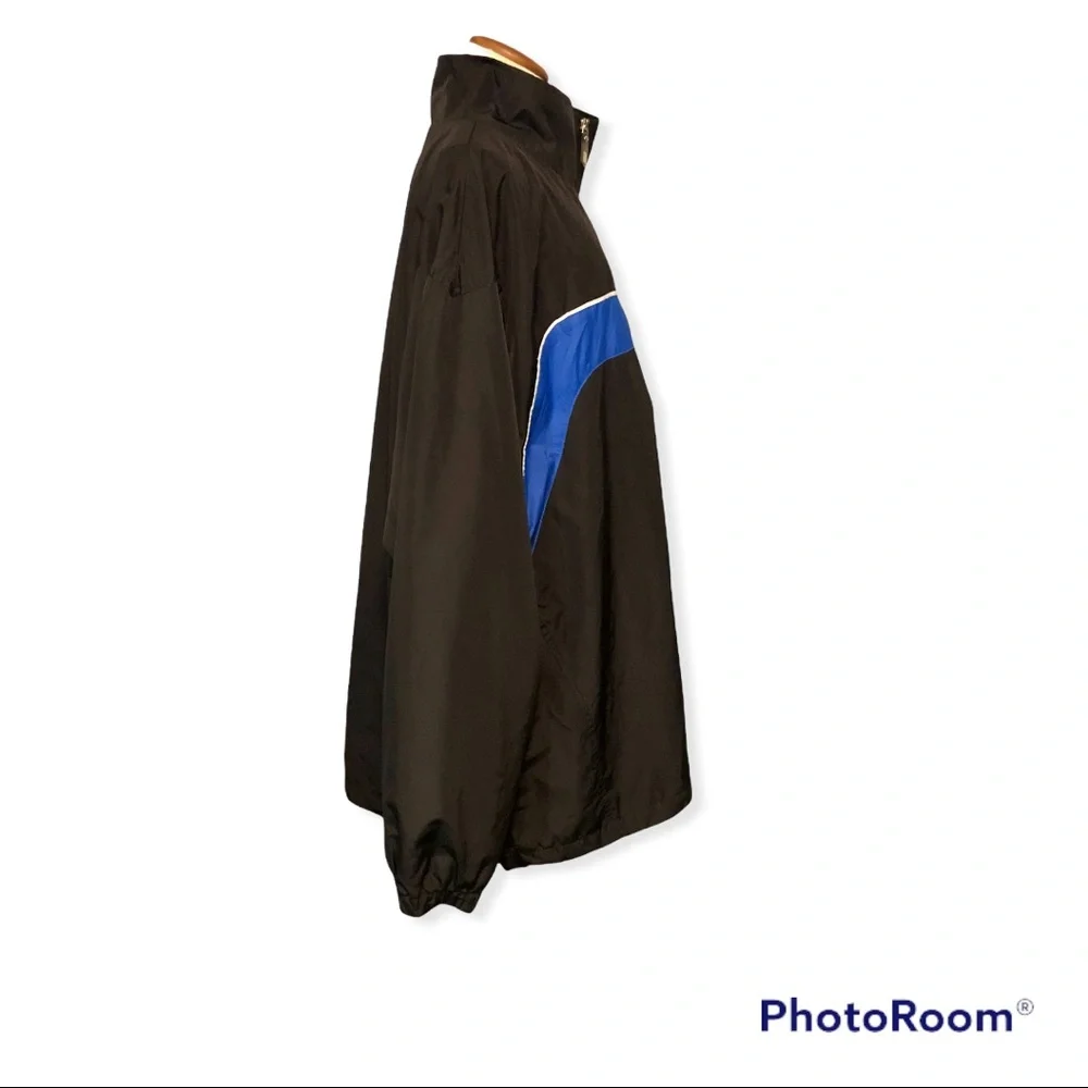Vintage Reebok Windbreaker Jacket Black Mens 2XL Pullover Pockets 1/4 Zip - Picture 2 of 7